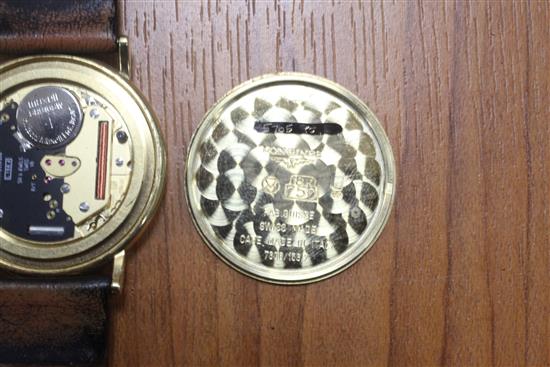 A gentlemans 18ct gold Longines quartz wrist watch,